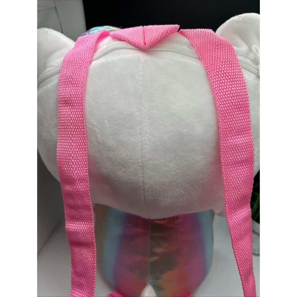 Hello Kitty‎ Rainbow iridescent pink Plush Backpack adjustable straps 10x8x14